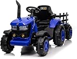 12V Ride on Tractor and Trailer, Battery Powered Electric Kids Toy Car with Remote Control, LED Lights, USB & Bluetooth Music, 6 Wheels Ride on Toys for Children Boys Girls Gift Ages 3+ - Image 1