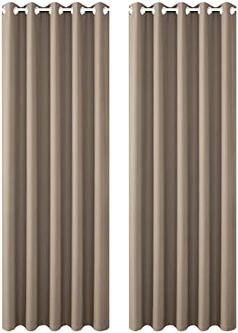 FLOWEROOM Thermal Blackout Curtains for Bedroom, 46 x 54 inches Long, Taupe - Winter Energy Saving/Summer Sun Blocking/Noise Reducing Window Curtain for Living Room, Set of 2 Eyelets Curtains