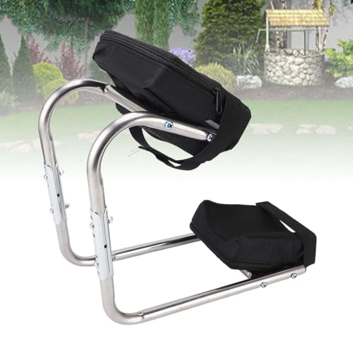 aqxreight Sedile per Ginocchio da Giardino in Acciaio Inossidabile per Giardinaggio, Salvaspazio, Riduce al Minimo L'affaticamento della Vita del Ginocchio, Adatto per Lavori Agricoli,