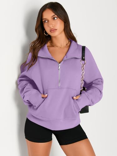 Image of AUTOMET Womens Sweatshirts Half Zip Cropped Pullover Fleece Quarter Zipper Hoodies 2026 Fall Fashion Outfits Clothes