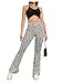 WDIRARA Women's Snakeskin High Waist Casual Flare Bell Bottom Stretch Long Pants Black White Checked L