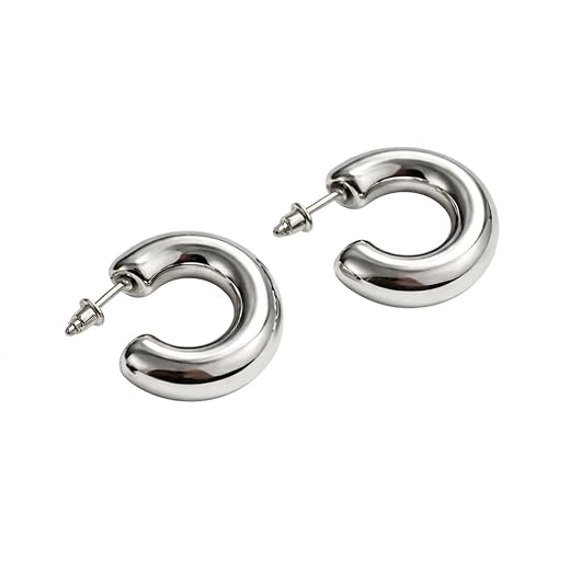 Argola Feminina Grossa Banhada Prata 2cm Brinco Leve e Moderno Hipoalergênico Premium