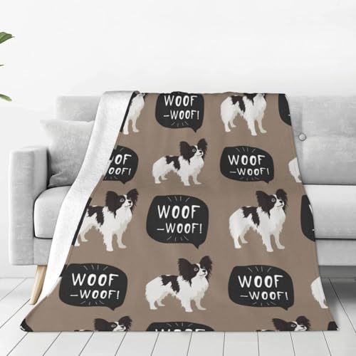 面白い パピヨン 犬柄 ブランケット 毛布 ひざ掛け 厚手 軽量 膝掛け 柔らかく肌触り 暖かい フランネル 防寒対策 オールシーズン アウトドア用 150×200cm 誕生日 プレゼント DF125S
