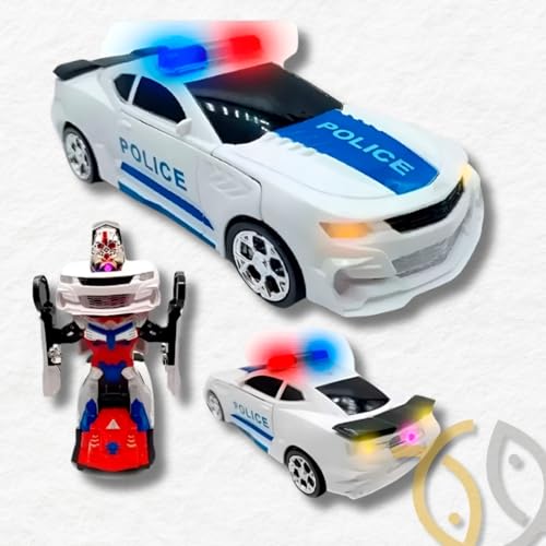 Carrinho de Polícia que Vira Robô - Brinquedo Infantil com Luzes e Música Divertida