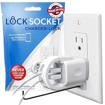 Lock Socket Charger Lock for Ailkin Dual and FiveBox Chargers - Anti-Theft, Child-Safe Wall Plate Lock System, Made in USA