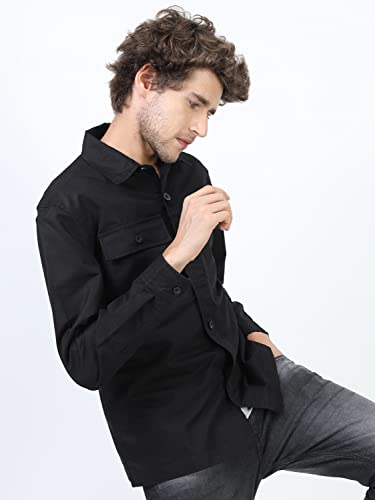 Image of Ketch Men's Polyester Slim Fit Solid Full Sleeve Over Shirt