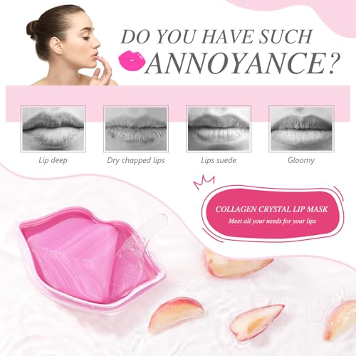 ARCHIDATE Lippenmaske - Lippenmaske Pads - Collagen Feuchtigkeit Lippenpflege Mask - Anti Falten Reduzieren Feine Linien Lippenpeeling Lippen Maske - Lip Masken Beauty (ROSA)