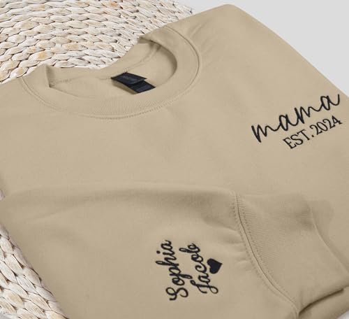 NACRE APPAREL Custom Text Est Embroidered Sweatshirt Hoodie Personalized Embroidery Add Your Name on Sleeve Long Sleeve3