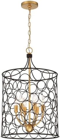Crystorama STM-B5106-BZ-GA Stemmons Pendant, 6-Light 360 Total Watts, Bronze/Antique Gold