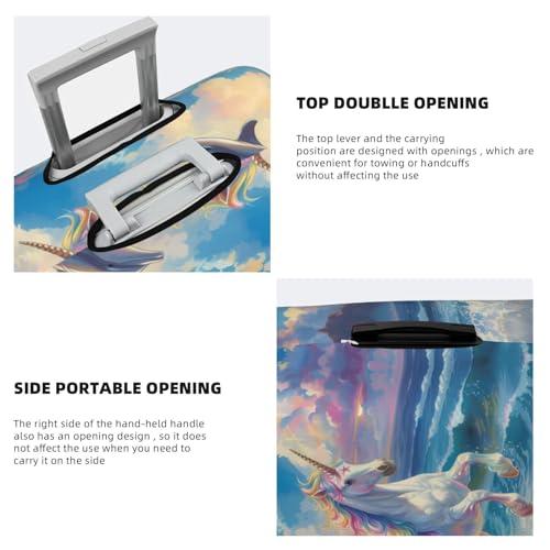 VOSERY Travel Luggage Cover - Dolphin Rainbow Horse Washable Suitcase Covers Protector Fits 18-32 Inch Luggage3