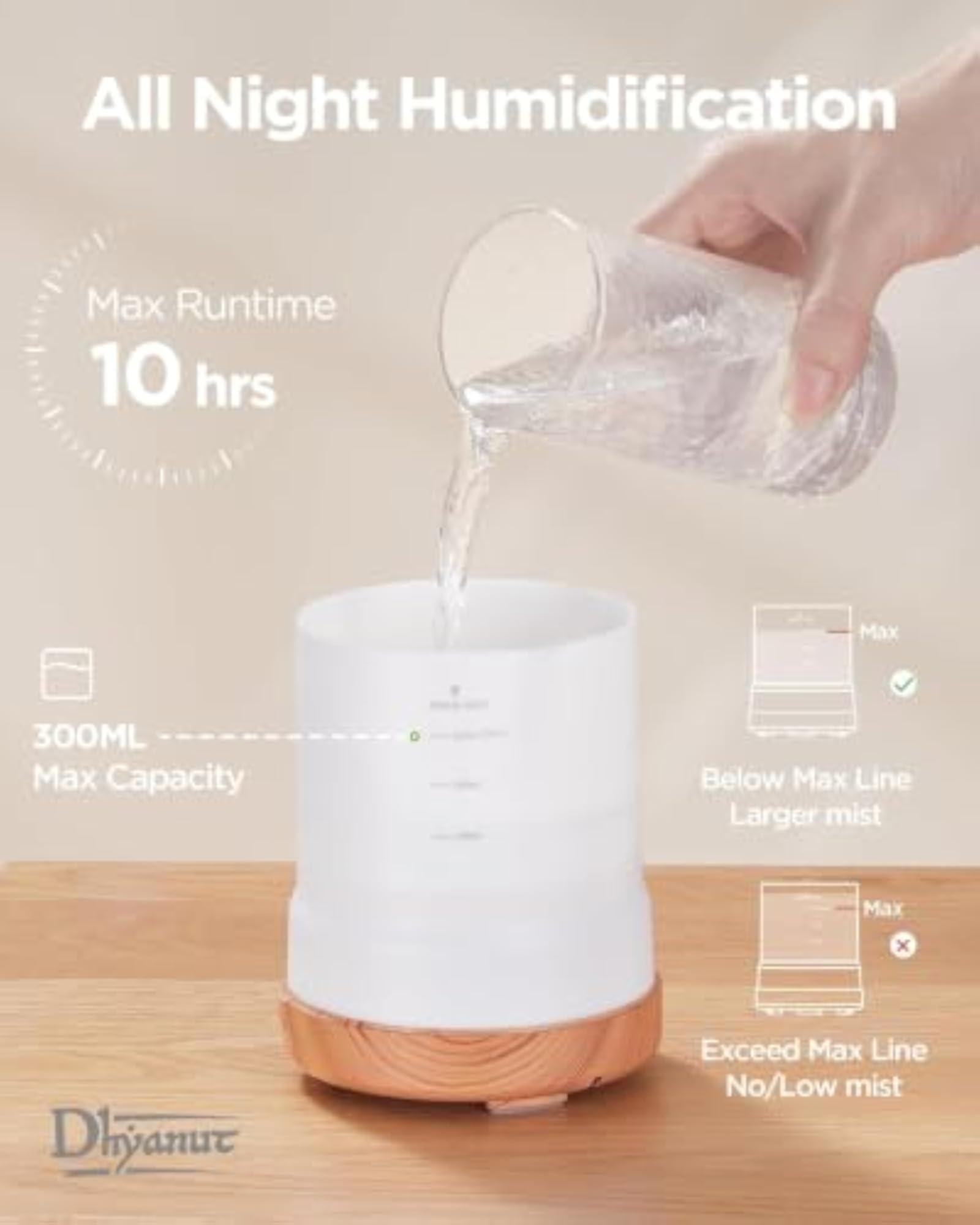300ML Essential Oil Diffuser with 7 LED Color Changing Light