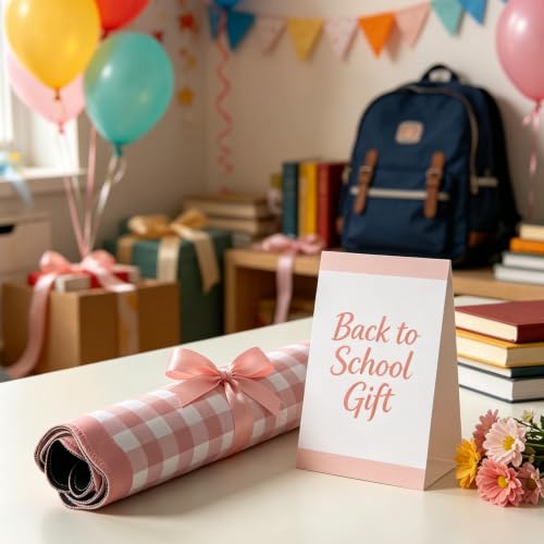 yuboo 31"×15.7" Scalloped Pink White Gingham Washable Pastel Desk Mat Kawaii Cottagecore Aesthetic Grid Desk Pad Plaid Desktop Keyboard Cute Mouse Mat Office Cubicle Decor Gaming Mouse Pad — view 3