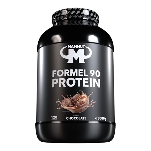 Mammut Nutrition Formel 90 Proteinpulver Schoko 3kg 4-Komponenten Whey Protein Pulver mit Sojaproteinisolat Milchprotein Eiprotein & Vitamin B6 77% Eiweiß