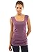 PattyBoutik Women Scoop Neck Ruched Tank Top (Purple Medium)