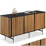 DESIGN ÉLÉGANT AVEC LATTES EN BOIS - Ce buffet de salon avec ses lattes en bois verticales apportera de la modernité à votre décoration maison. Son design épuré et raffiné attire les regards, tout en ajoutant une fonctionnalité maximale. Comme meuble de salon, pour une salle à manger comme buffet vaisselier, ce meuble devient un élément décoratif incontournable de votre intérieur. Un choix idéal pour un vaisselier salle a manger au style unique !