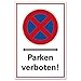 Produktbild Zeugdruck Parken verboten Schild Pfeilhinweis Halteverbot Hinweisschild Parken verboten Parkverbot 20x30 cm