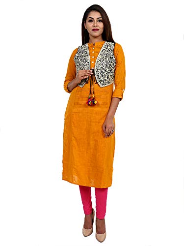 Image of Craft Trade Women's Cotton Embroidered Kutchi Jacket with Tassels Sleeveless Mirror Work