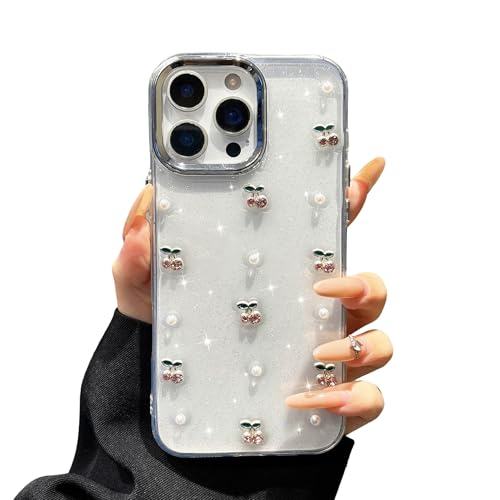 Coque iPhone 13 Pro Max cerise antichoc en silicone brillant 3D