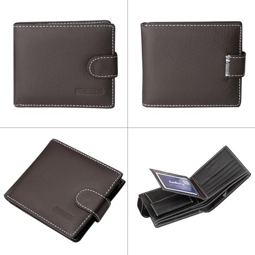 Genuine Leather RFID Blocking Wallet for Men, Mens Wallet with Coin Pocket, 2 Banknote Compartments, 6 Credit Card Slots4