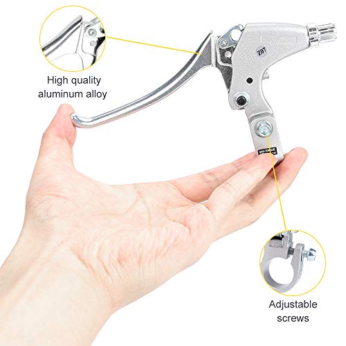 Brake Lever, BicycleStore 1 Pair 2.2cm Diameter Bicycle Brake Handles Aluminum Alloy Universal Anti Skid Front Cycling Bike Brake Kit Bike Accessories for Mountain Bike Folding Bicycle Road (Silver)