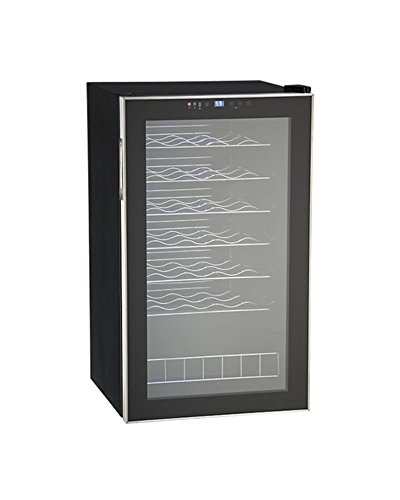 Image of Vinotemp 34 Bottle Wine Cooler Refrigerator, Freestanding Wine Fridge with Touch Screen Adjustable Temperature Control, Dual-Paned Glass Door, and Safety Lock, 34 Bottle, Black