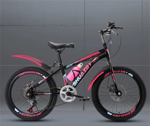 【XXA】子供用自転車調節可能なシート 18/20/22/24 インチ 6〜12歳男の子女の子 調整可能な速度 小学生 ポンプ、ウォーターボトル、自転車用ロック、ショルダーバッグ、フェンダー、ベル、ウォーターボトルホルダー、懐中電灯付き (変速スピード カ