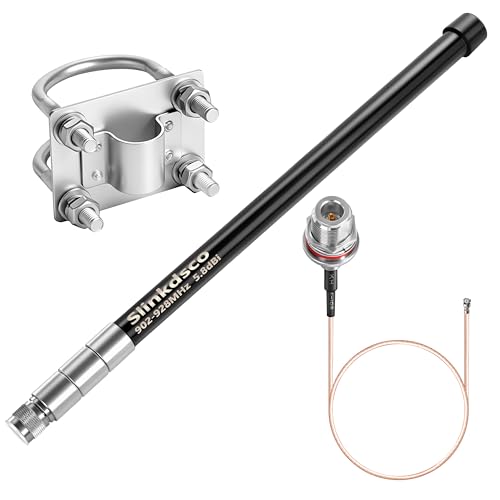 Waterproof 5.8dBi Meshtastic Lora 915MHz Solar Node/Repeaters/Module Devices Fiberglass Antenna(Black Colour) with N Male Connector & IPEX/u.fl Adapter Cable Slinkdsco
