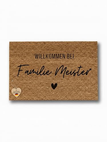 Bärenfreunde Kokosmatte Fußmatte personalisiert Geschenk zur Hochzeit indiduelle Hochzeitsgeschenke Geschenke zum Einzum und Umzug mit individuellem Namen (Herz Familie 40x60 cm)
