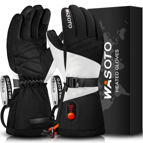 Heated Gloves for Men Women 7.4V Battery 22.2Wh Rechargeable Touchscreen Waterproof Electric Heated Gloves for Winter Outdoor Work Skiing Hiking Camping (Black, L)