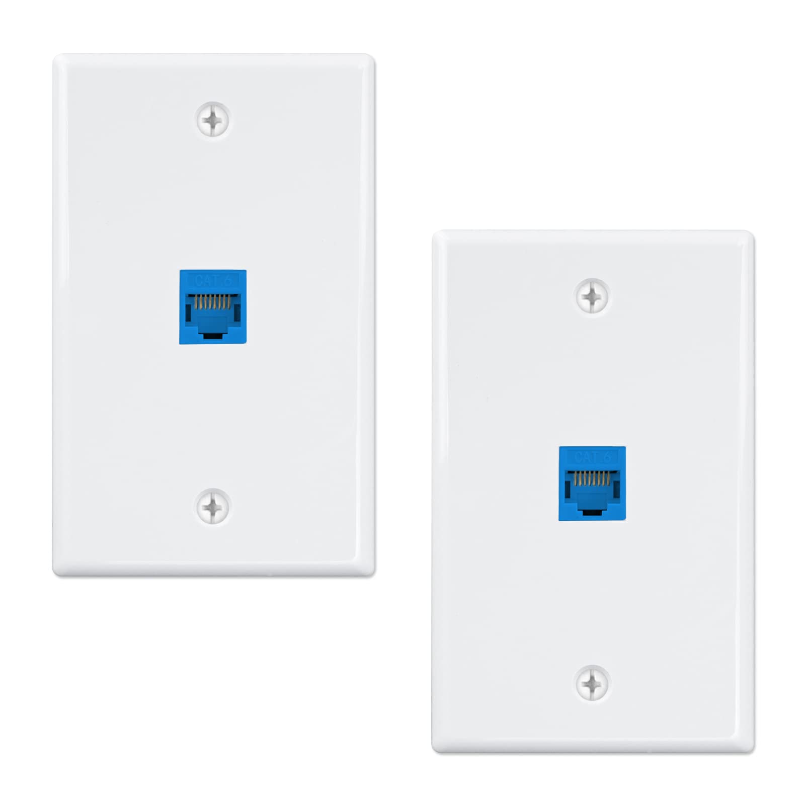 iwillink 2-Pack Cat6 Ethernet Wall Plate, 1-Port RJ45 Wall Plate, Blue