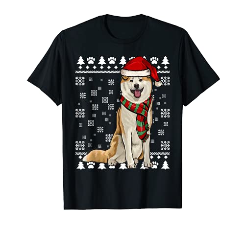Papá Noel Navidad Akita Inu Ugly Christmas Camiseta