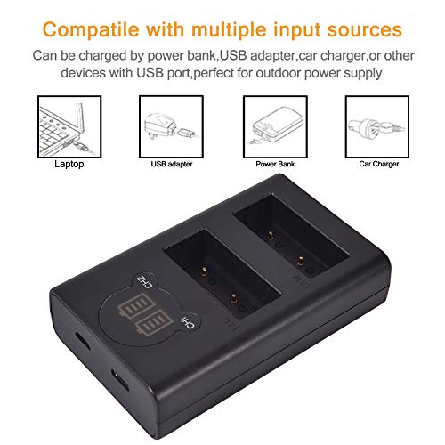 DSTE 2X NP-W126 Ersatz Batterie + Duales USB-Ladegerät mit LCD-Display Kompatibel mit NP-W126S und Fuji HS30 EXR,HS30EXR,HS33 EXR,HS50 EXR,HS50EXR,X-A1,XA1,X-E1,XE1,X-M1,XM1,X-Pro1,XPro1,X100V