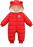 XMWEALTHY Baby Snowsuit Infant Toddler Newborn Cute Winter Coat Jacket Warm Long Sleeve Baby Bunting 0-3-6 Months Unisex Red