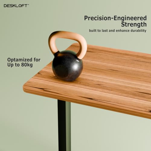 Image of Electric Standing Desk Height Adjustable Workstation, Ergonomic Sit Stand Desk with Walnut Wood Grain Desktop, Motorized Computer Desk for Home Office (Black Frame & Brown Top, 1200 x 600 mm)