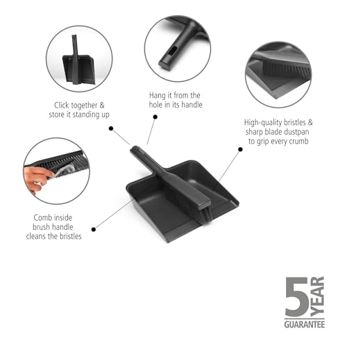 Brabantia SinkSide Dustpan and Brush Set, with Comb - Dark Grey