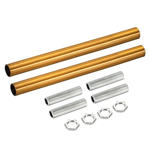 MECCANIXITY Threaded Extension Rod, 5.91" Lamp Pipe with Connector Light Fixture for Pendant Light Island Lighting Chandeliers Stems, Gold Bronze 2 Set