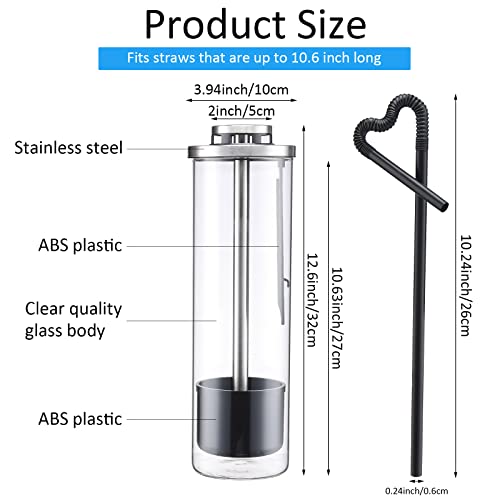 Potchen 2 Pcs Straw Dispenser Clear Straw Holder for Counter with Lid Transparent Lid Organizer Container Drinking Holder Dispenser(Glass,Colorful) - Thumbnail 2