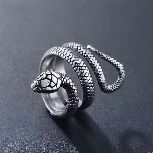 Image of THE MEN THING PYTHON RING - Pure Stainless Steel Men's Steel-Plated Ring - Statement Luxury Jewelry (Size : 22)