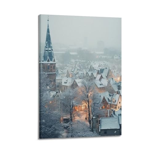 Poster paysage d'hiver JIDUHON toile moderne 40x60cm style cadre