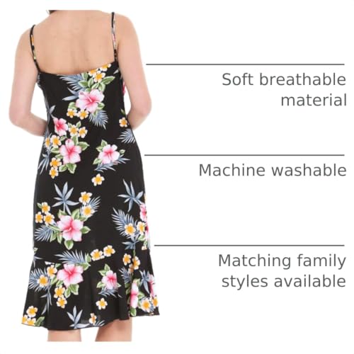 Image of Family Matching Hawaiian Clothes, Hibiscus Black | Black Hibiscus Print • Soft Rayon Fabric • Family Matching Outfits • Vacation Ready • Luau Party Wear