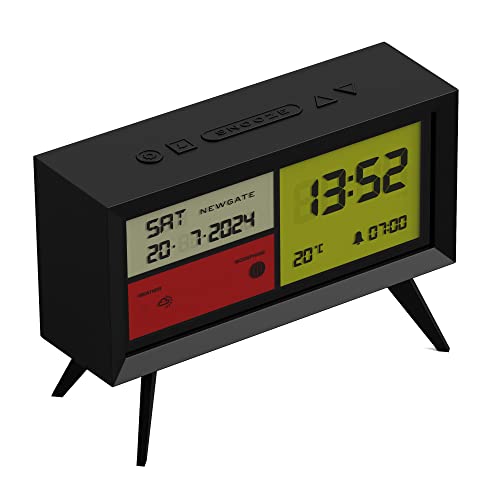 Newgate® Spectronoma Modern Lcd Alarm Clock - Bedside Clock - Desk Clock - Digital Clock - Digital Alarm Clock - Bedroom Accessories - Lcd Display - Office Clock - 12/24Hr Display - Black #TOP5