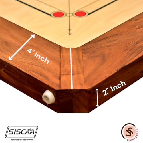 Image of Siscaa Bulldog Sureslam Carrom Board 29x29 Inch - Premium English Birch Ply - Includes Siscaa Sure Slam Coin, Genius Striker, Top Cover, 30gm Powder - Full Size 37 inch for Champions