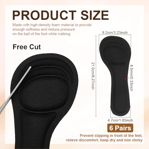 6 pares de plantillas adhesivas para tacones altos negras miniatura 2