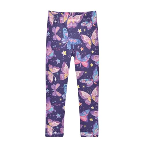 Wusikd Butterflies Girls' Leggings Toddler Doodles Sparkling Stars Kids Yoga Pants Dance Active Tights 4T