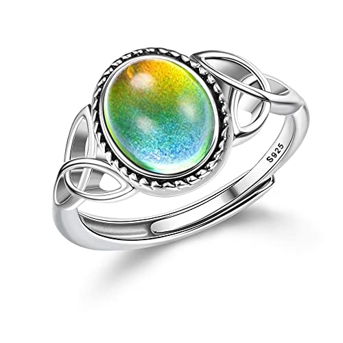 KALVICA 925 Bague Femme Argent Sterling 925 Bague D'humeur Contrôle de la Température Bagues de Changement de Couleur Bague D'humeur Réglables Bijoux Cadeaux pour Femmes et Filles