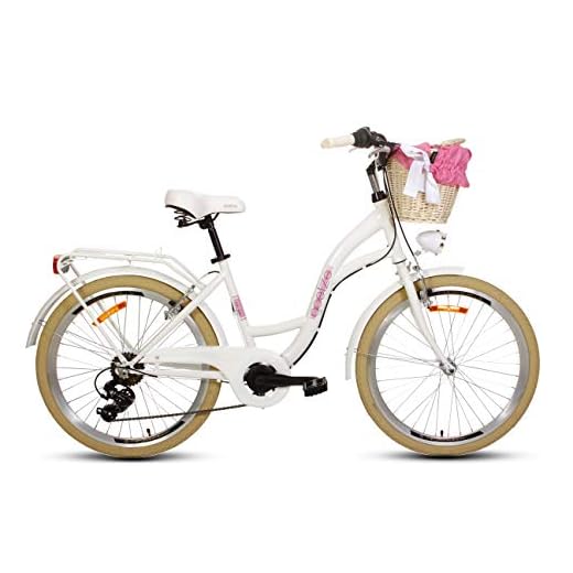Goetze Mood damcykel retro vintage Holland Citybike, 24 tums aluminiumhjul, 7-växlad Shimano-strömbrytare, djupstigare, korg med vaddering gratis!
