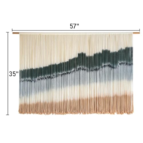 Image of IOWER Large Macrame Wall Hanging Dip Dye Craftsmanship Fiber Yarn Wall Art Boho Wall Decor Home Decor 57''W x 35''L
