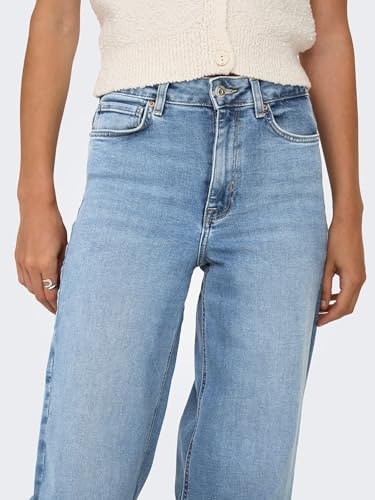 Jean Only Onlmadison Blush bleu denim large taille haute - 7