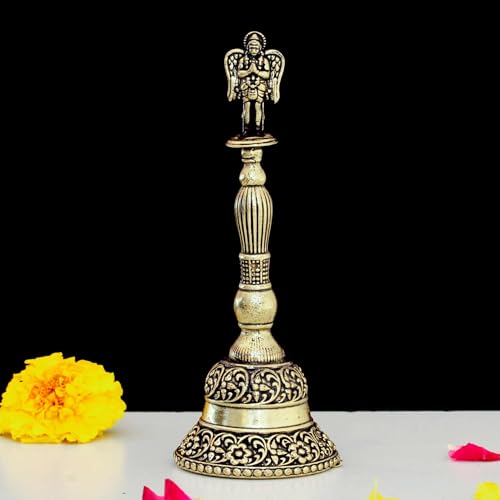 Image of INDICAST 4.5 Inches Brass Garuda Pooja Hand Bell | Puja Ghanti for Mandir | Handcrafted Pooja Bells for Home Temples and Spiritual Spaces (Weight- 80gm)