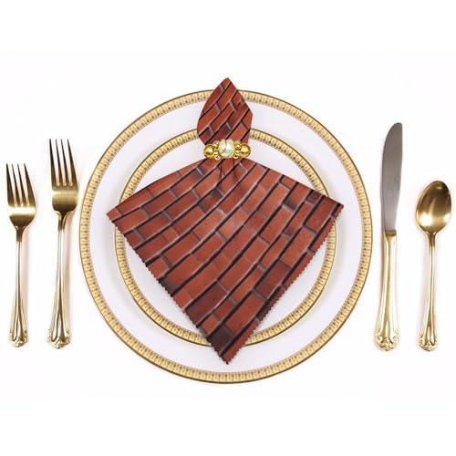 Serviettes de table lavables briques rouges pour table de fête et dîners durables